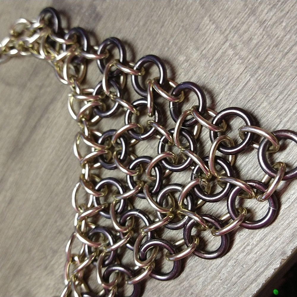 Statement Black and Goldtone Chainlink Necklace - Picture 2 of 5